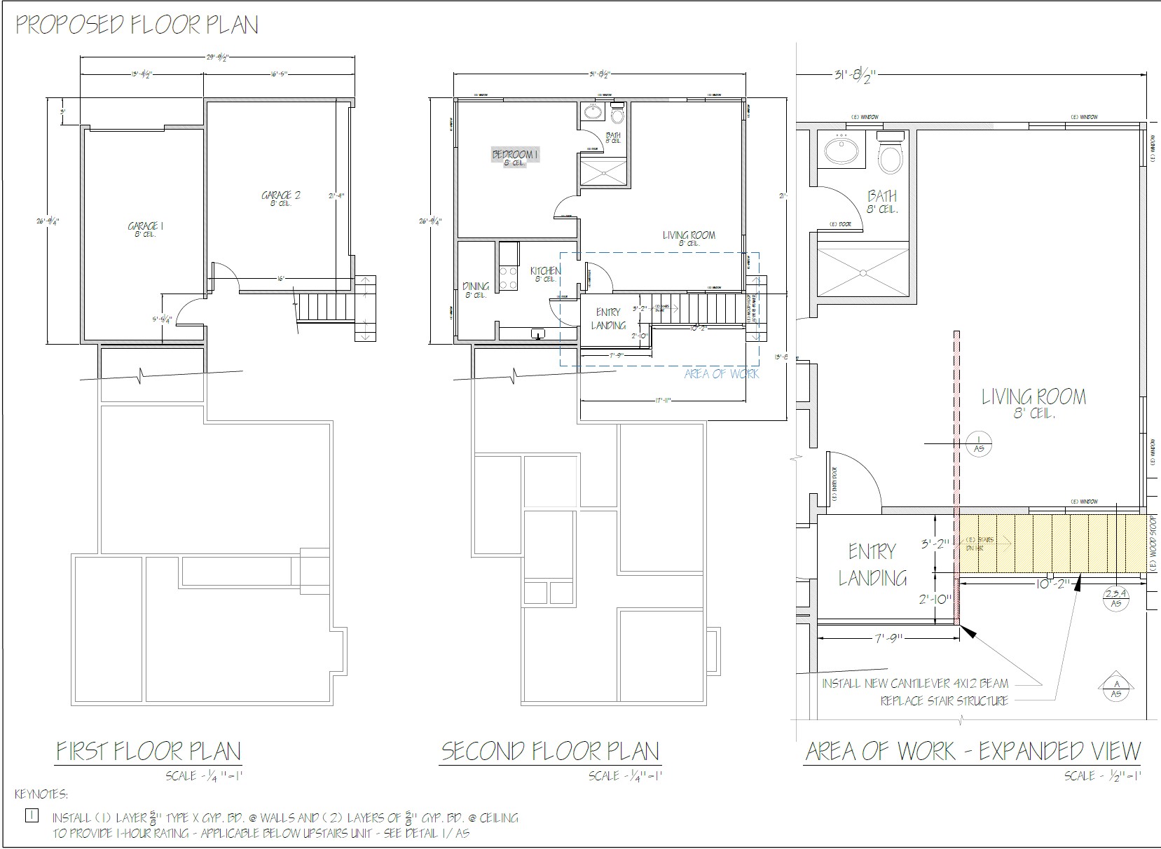 Proposed floor plans — construction drawings