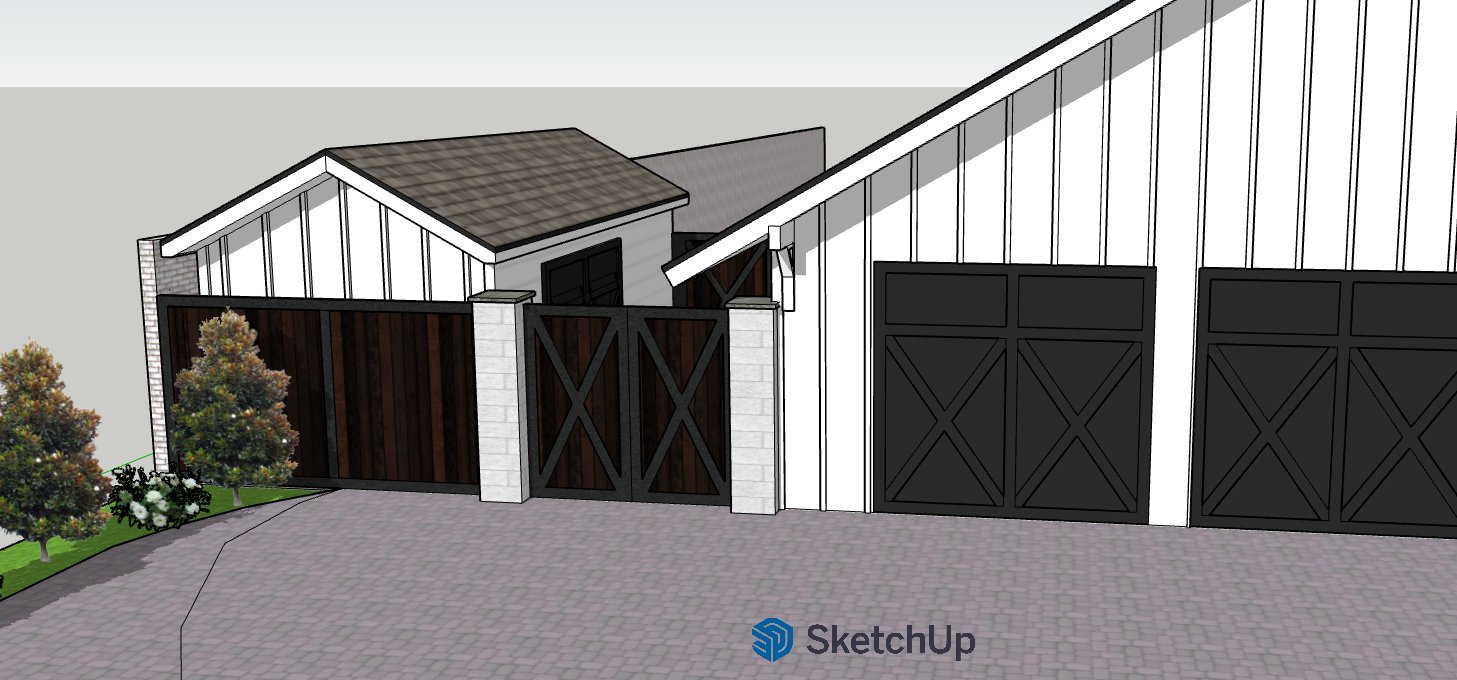 Custom garage and gate — 3D model